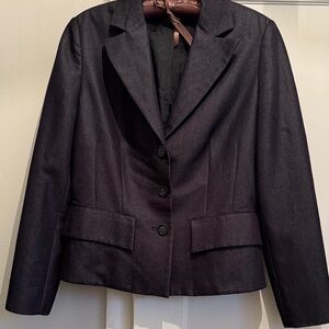 Classic Dark Blue Denim Women's Suit Jacket